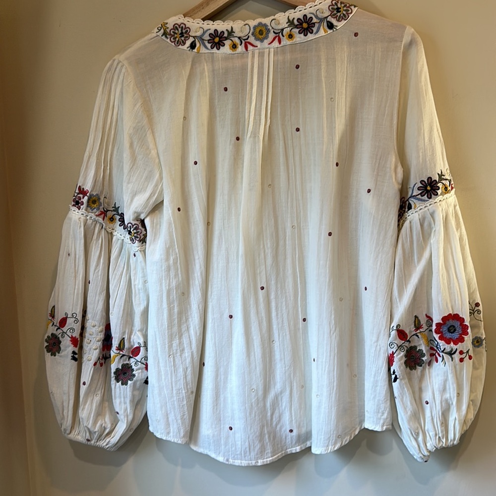 Button up embroidered flowy top - Anthropologie - Picture 5 of 9